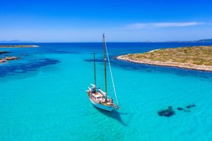 Boat trip around Paros Island Greece